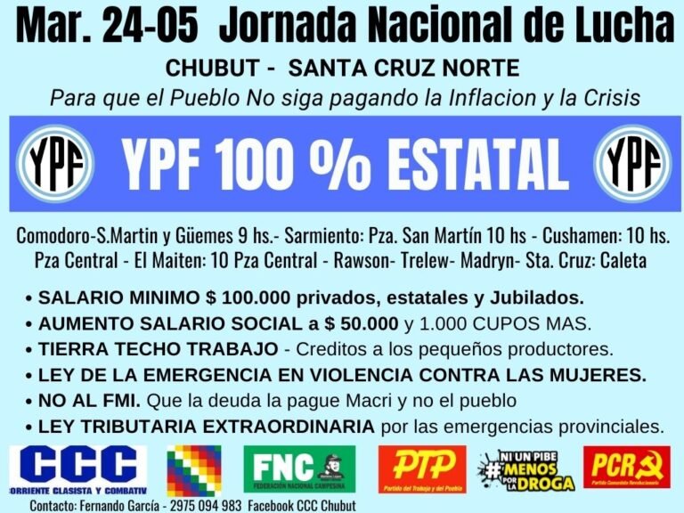 Organizaciones sociales serán parte de una jornada de lucha nacional