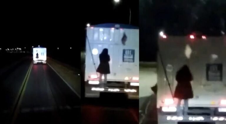 Un cordobés filmó un presunto fantasma colgado de un camión