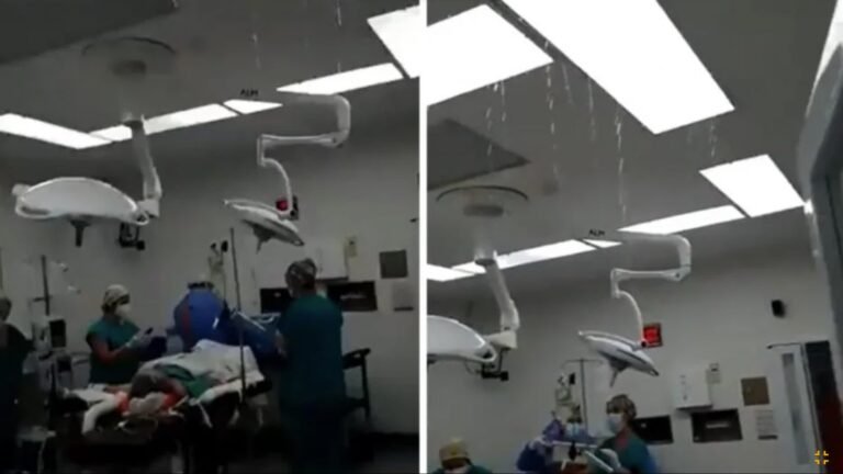 Estaban en medio de una cirugía y comenzó a llover dentro del quirofano