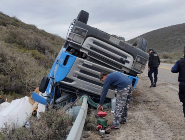 Un camión volcó en la Ruta 3