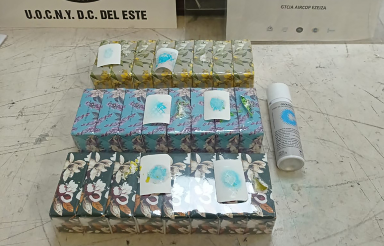 Intentó salir del país con 4 kilos de cocaína en paquetes de jabones