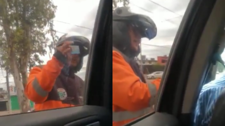 Filmaron a un inspector de tránsito cobrándole una coima a un jubilado