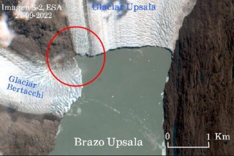 Impactante retroceso del Glaciar Upsala: todo su frente quedó al descubierto