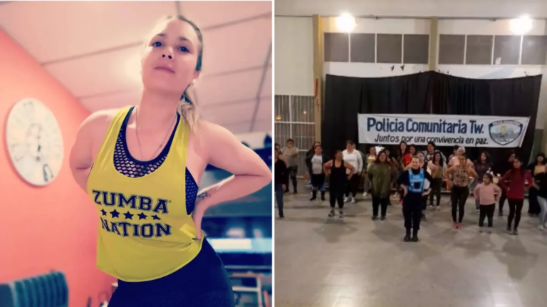 Leyla, la mujer policía que custodia una escuela dando clases de zumba 