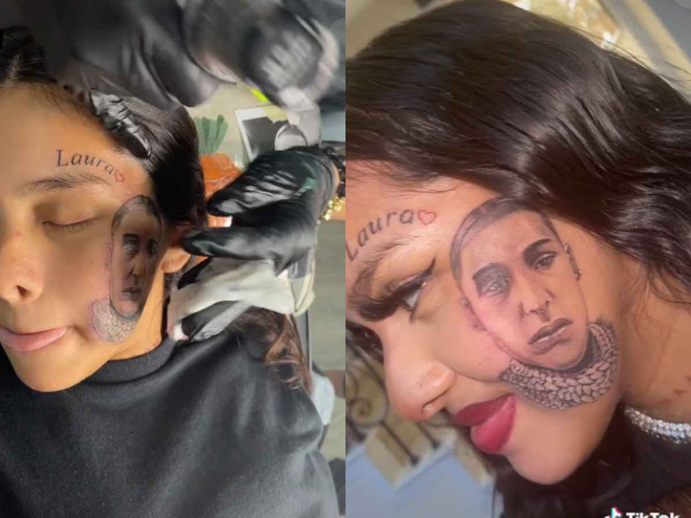Le perdonó una infidelidad y se tatuó su rostro en la cara como prueba de amor