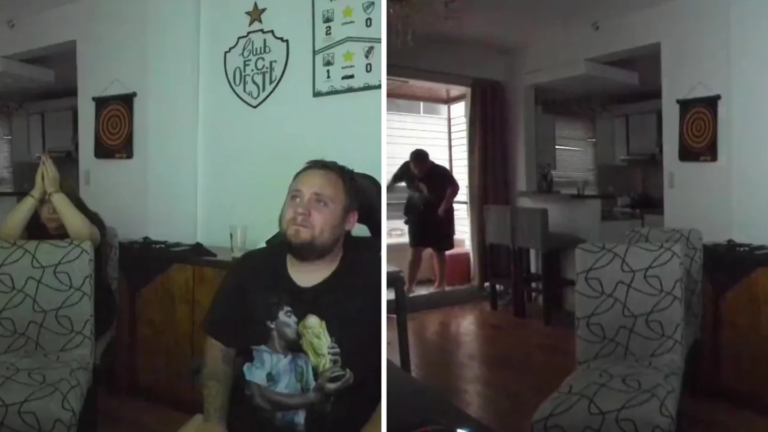 Corrió hasta el balcón para festejar y se estrelló contra la ventana