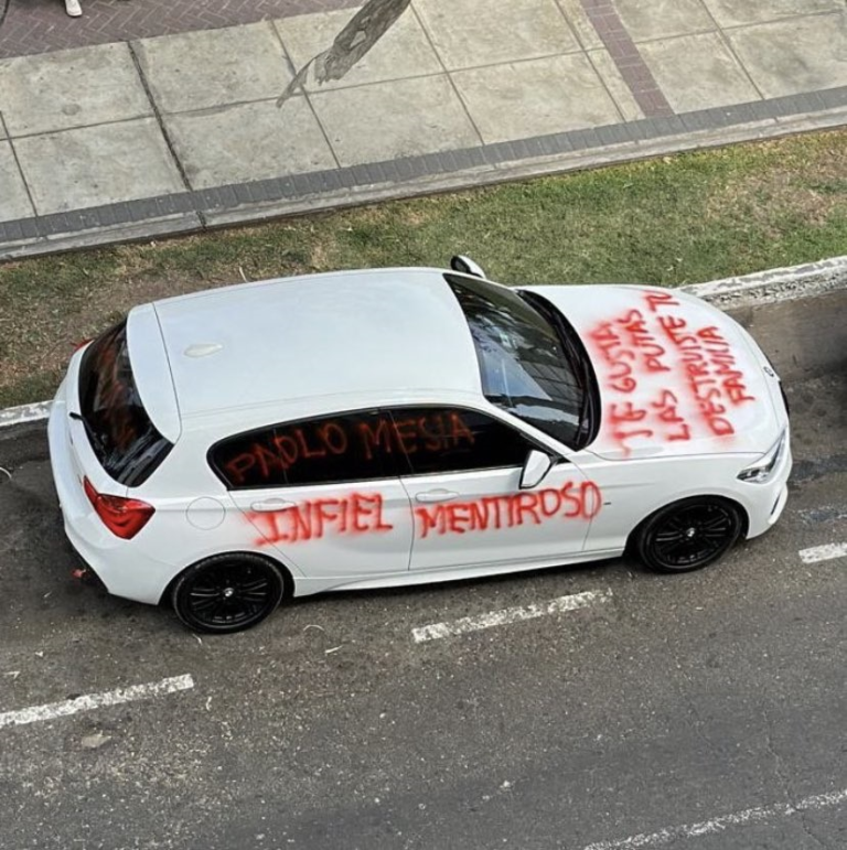 Descubrió la infidelidad de su esposo y le pintó el auto