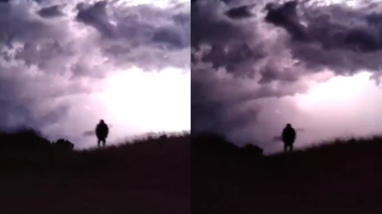 Se encontraba filmando una tormenta cuando apareció una extraña figura