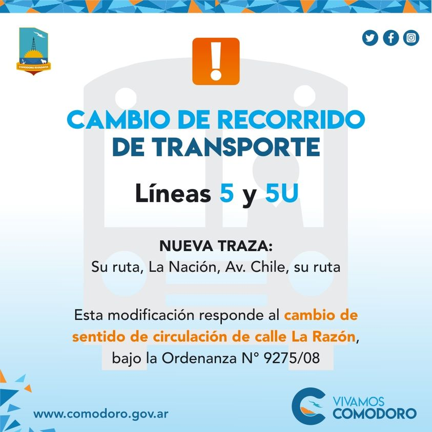 cambio de recorrido en líneas de colectivos comodoro 24