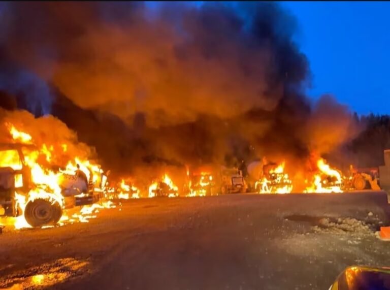 Ataque incendiario destruye 13 camiones en el sur de Chile