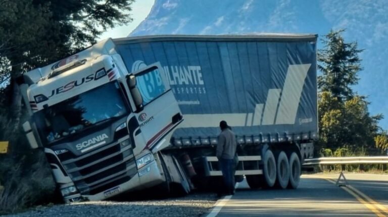 Camionero perdió el control y se fue contra la banquina de la Ruta 40