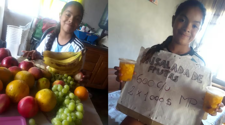 Tiene 10 años y vende ensalada de frutas para cumplir su sueño de participar en un torneo de patín artístico