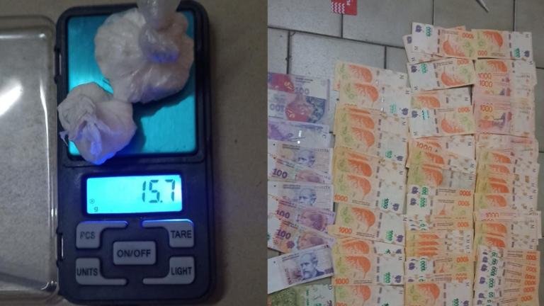 Fue trasladado a la sede policial por comportamiento agresivo y tenía drogas en su riñonera