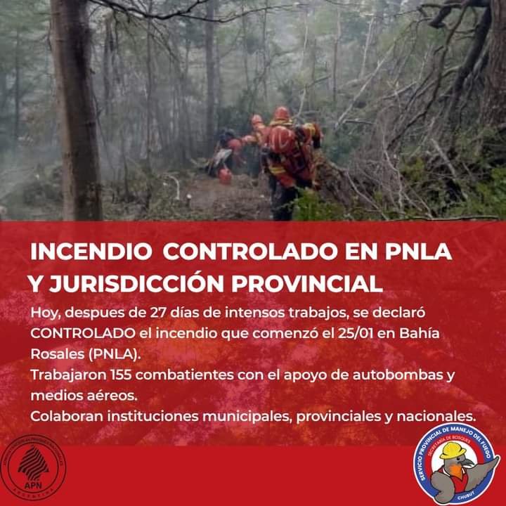 Buenas noticias: fue controlado el incendio en Los Alerces
