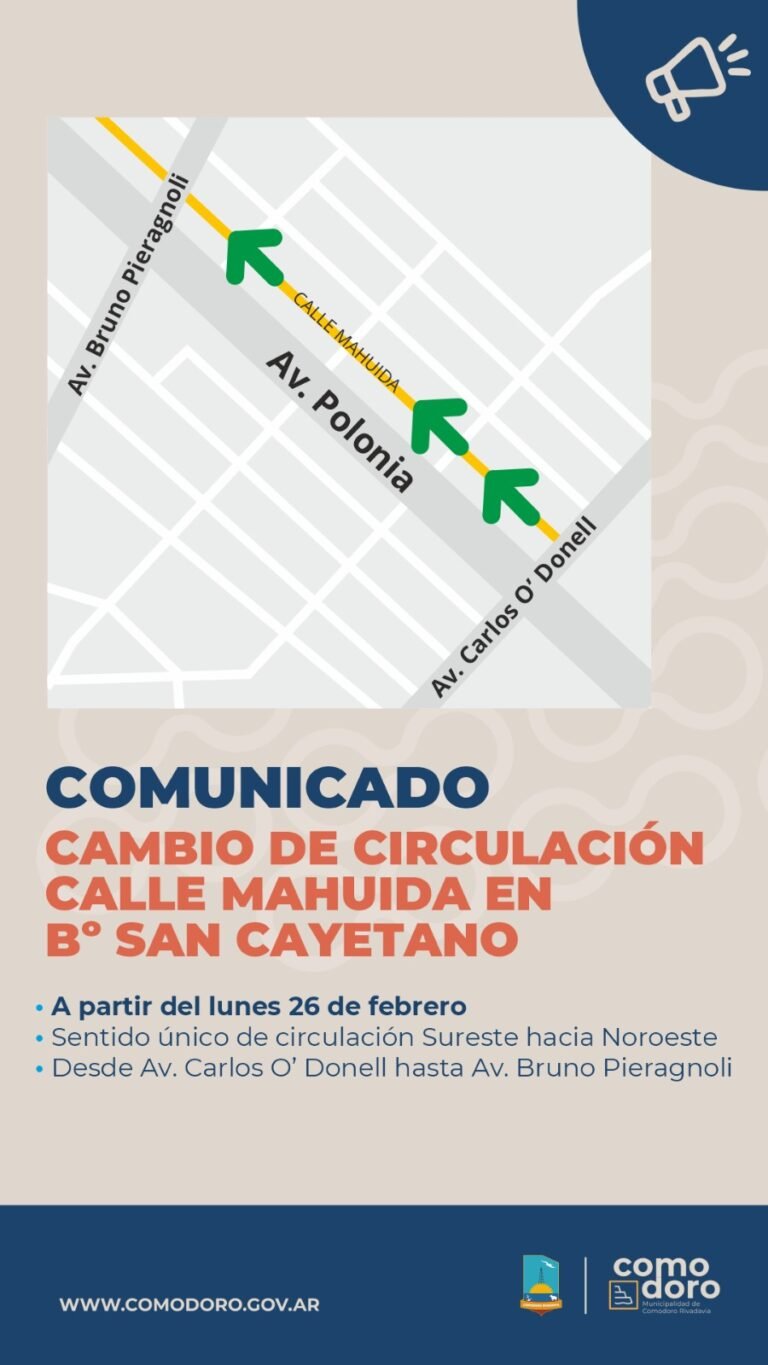 La calle Mahuida cambiará de circulación