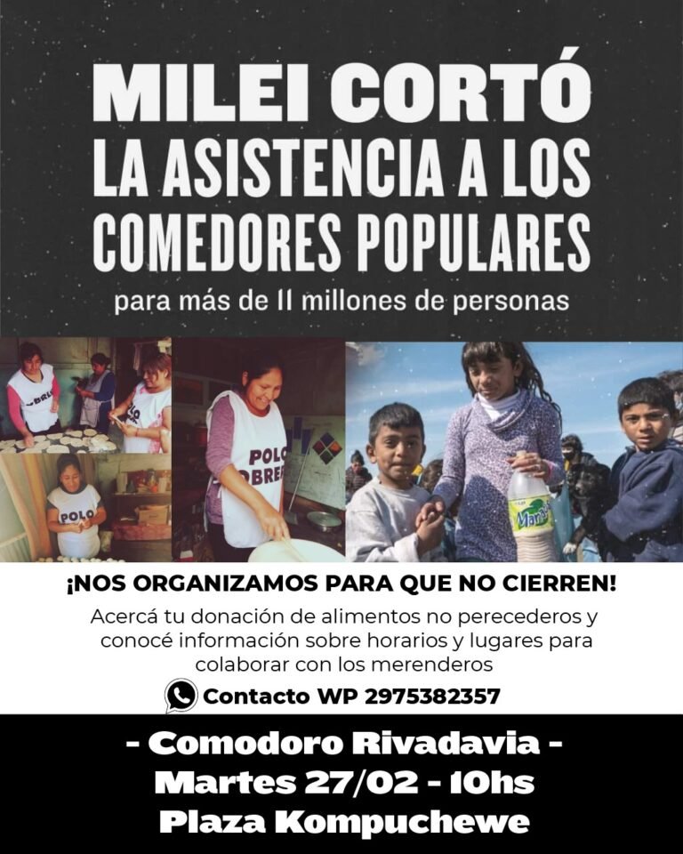 Comodoro se suma a la campaña nacional contra el cierre de miles de comedores y merenderos populares