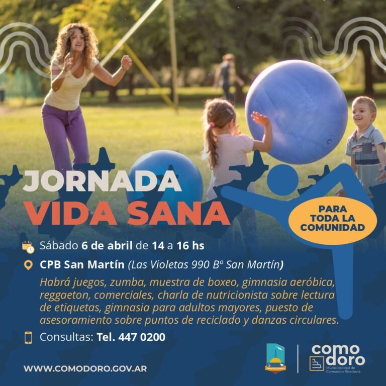 Este sábado se realizará la jornada “Vida Sana” en el marco del Día Mundial de la Actividad Física