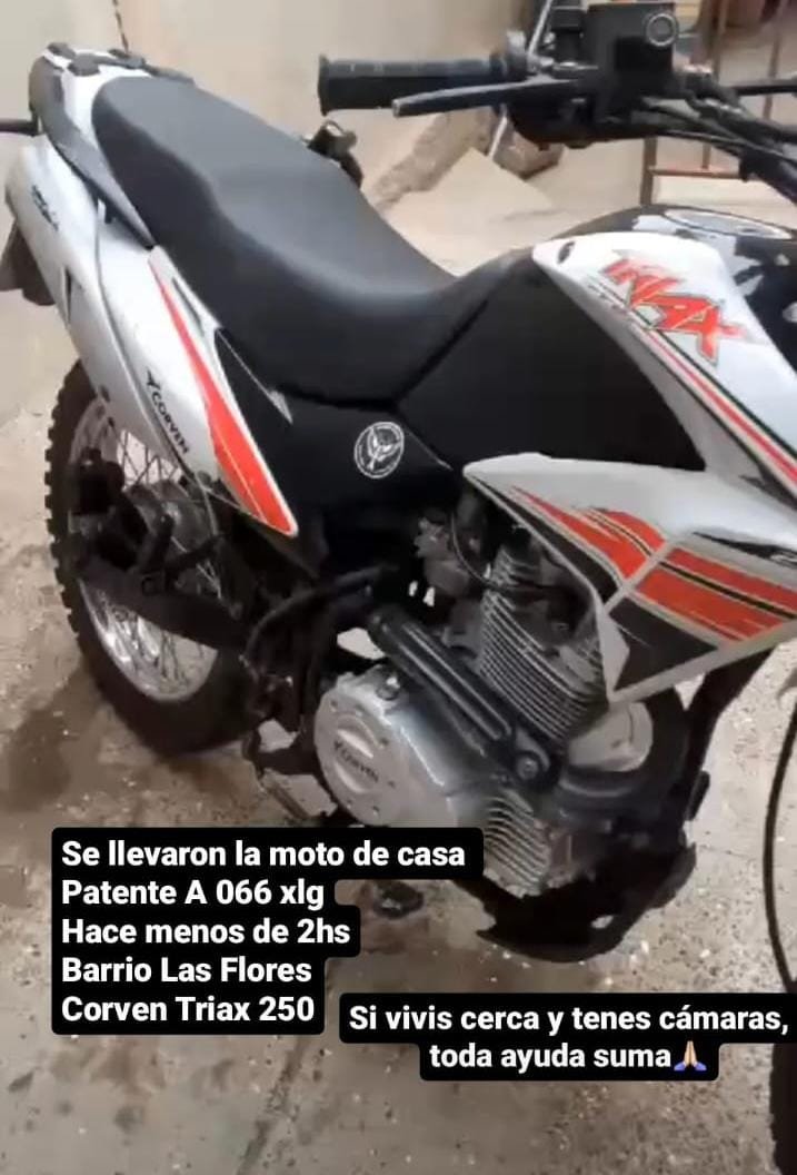 Robaron una moto en el barrio Las Flores y piden colaboración para recuperarla