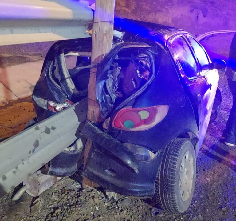 Iba camino al centro cuando perdió el control del auto y chocó contra el poste del guardarrail
