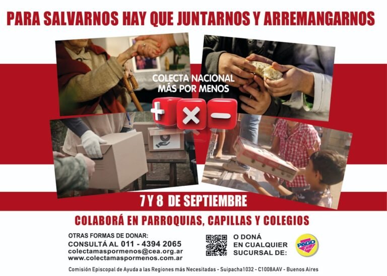 Este fin de semana se realizará la Colecta Nacional Más por Menos: “Para salvarnos hay que juntarnos”