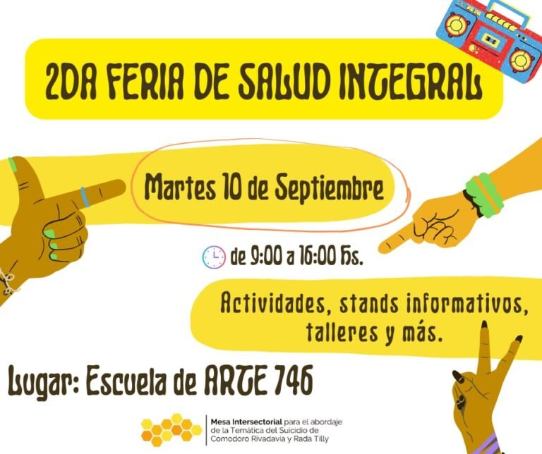 En el marco del Mes Amarillo para la prevención del suicidio, se realizará la 2° Feria Intersectorial de Salud