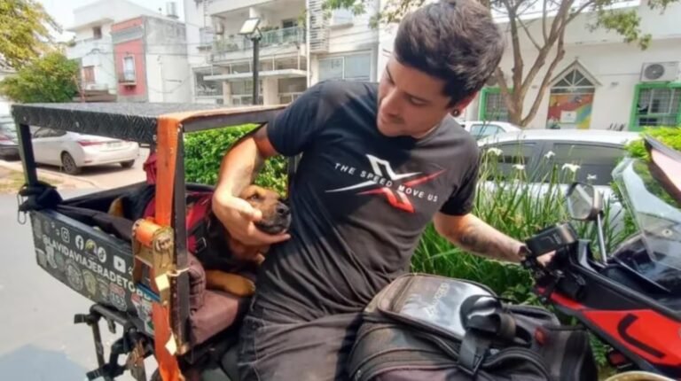 Rescató a un perrito que sufría un terrible maltrato, se hicieron inseparables y viajan en moto por el país
