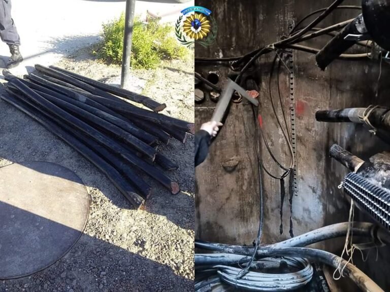 Atraparon a tres hombres robando fibra óptica