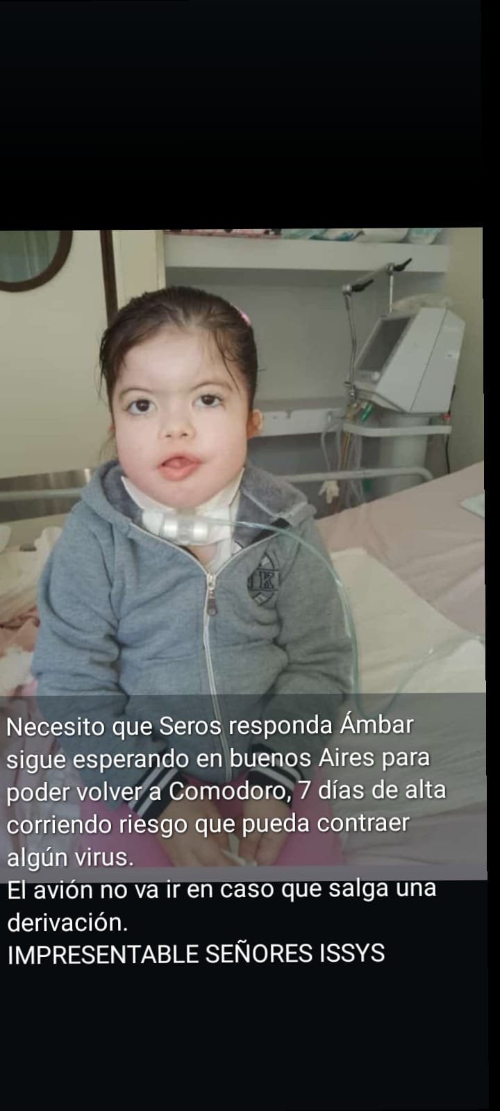Hace una semana le dieron el alta en Buenos Aires y continúa esperando que SEROS le mande el avión sanitario