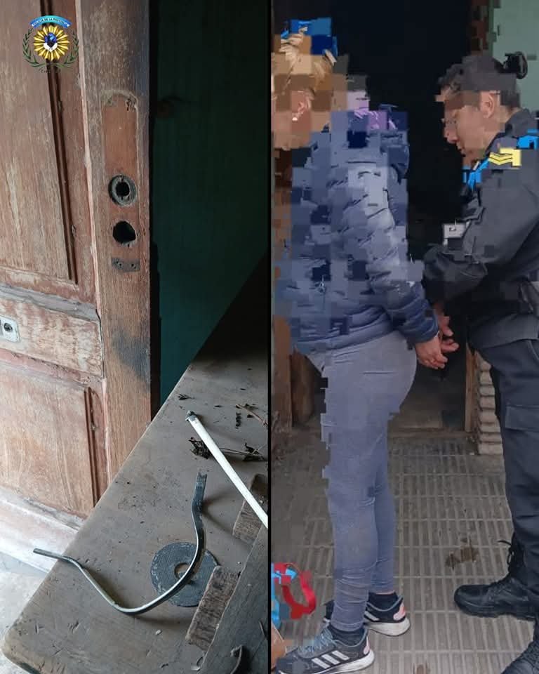 Una pareja dañó la puerta de entrada de una vivienda para usurparla