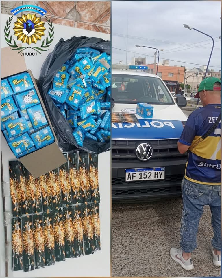 Secuestran pirotecnia en el estacionamiento de La Anónima 