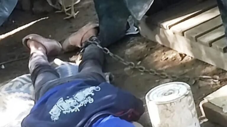 Rescataron a una mujer que estaba encadenada en la cucha de un perro