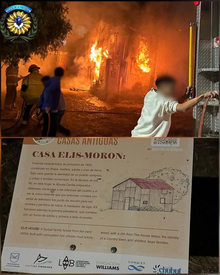 Incendio en vivienda histórica de Puerto Pirámides: daños materiales totales