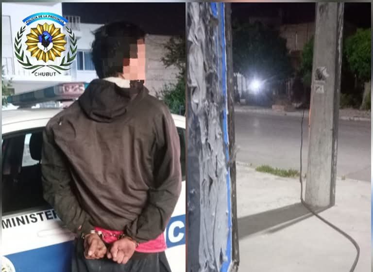 Lo vieron robando cables, quiso esconderse atrás de un auto y fue detenido
