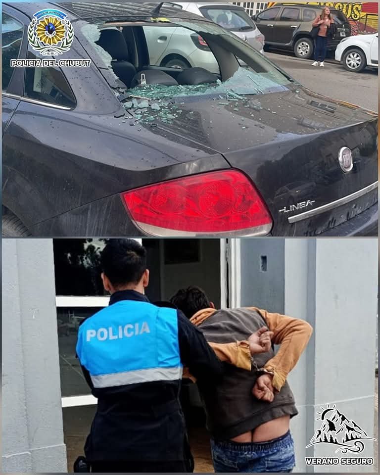 Le secuestraron el auto por manejar borracho, se enojó y rompió la luneta de otro vehículo