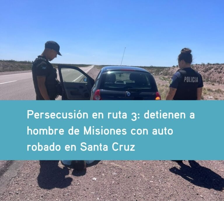 Persecución en Ruta 3: Detienen a un hombre de Misiones por el robo de un auto en Santa Cruz