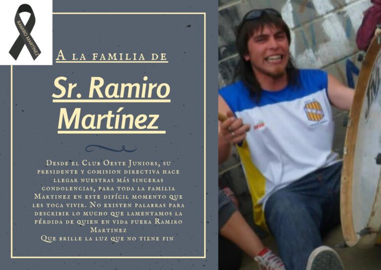 El Club Atlético Oeste Juniors despide a Ramiro Martínez, el hombre apuñalado en el barrio Sarmiento