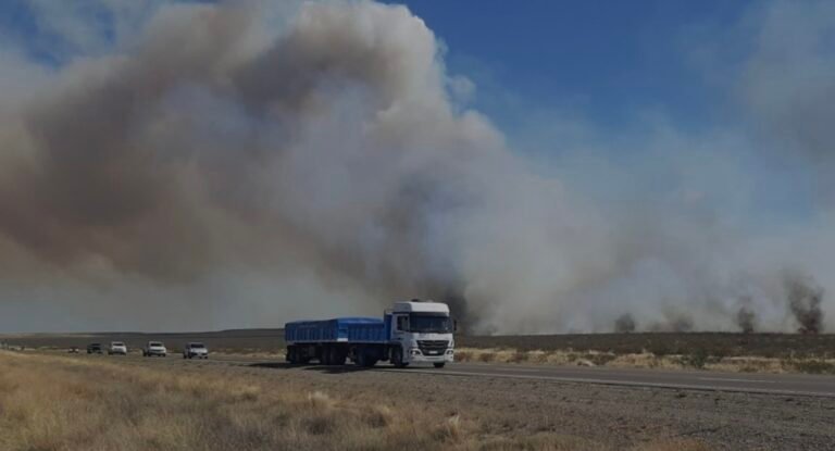 Profundizan las tareas para combatir el foco ígneo registrado sobre la Ruta Nacional N° 3