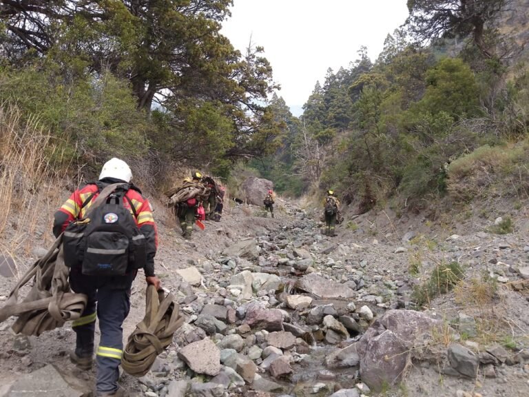 Casi 100 personas trabajan para combatir el incendio forestal en Trevelin