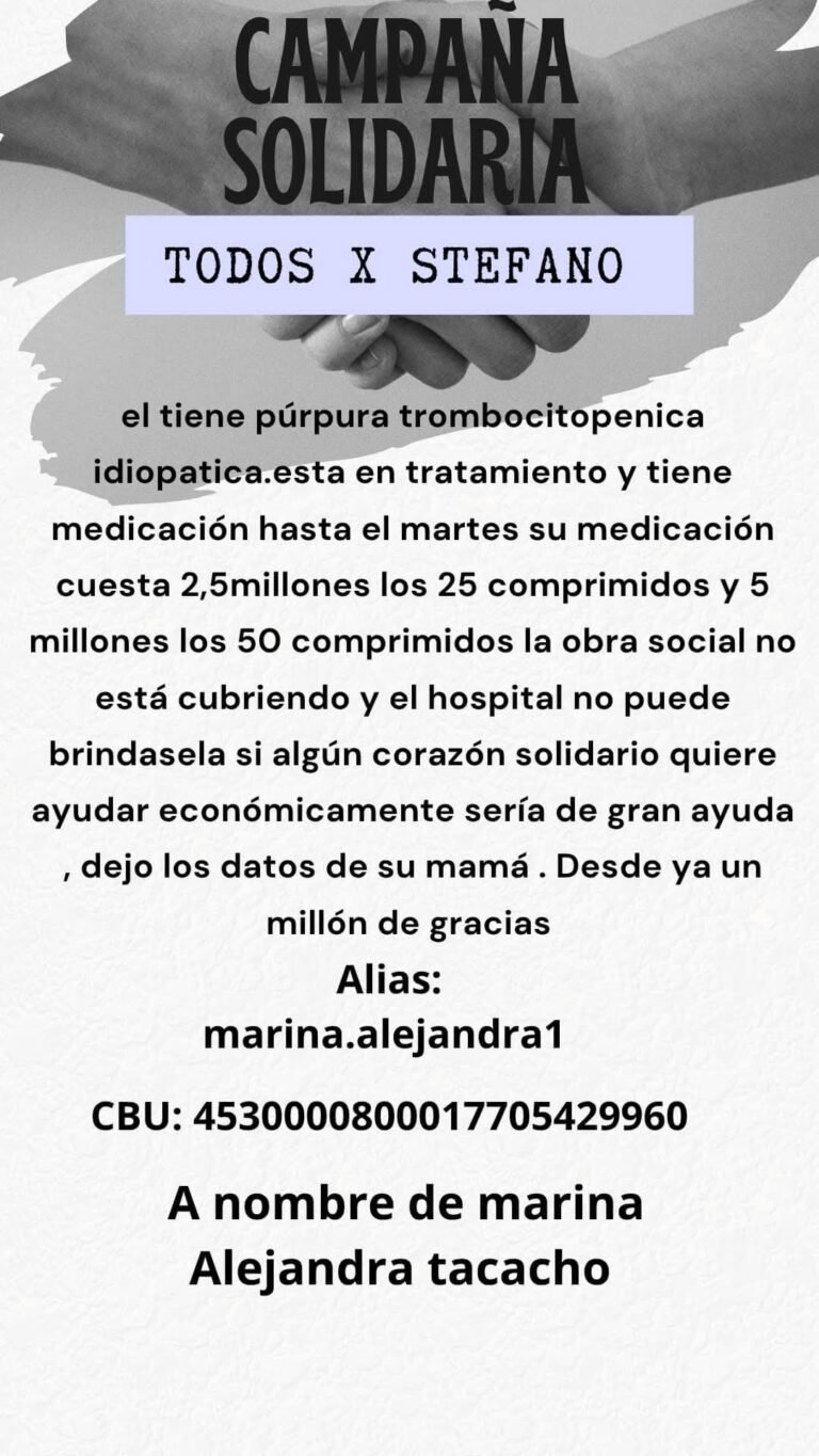 Stefano es paciente oncológico y necesita ayuda urgente para conseguir su medicación