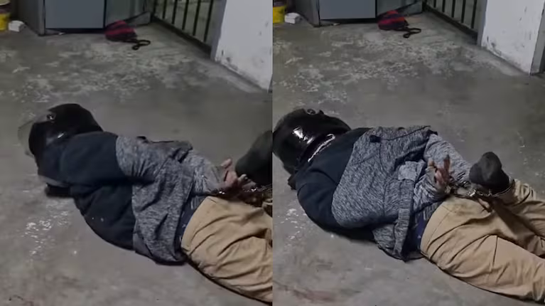 Robó cervezas, lo detuvieron y le tuvieron que poner un casco porque se daba cabezazos contra el piso