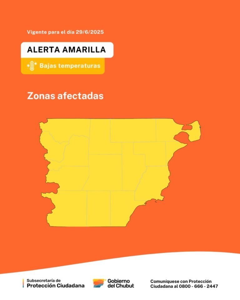 Alerta amarilla en toda la provincia por bajas temperaturas