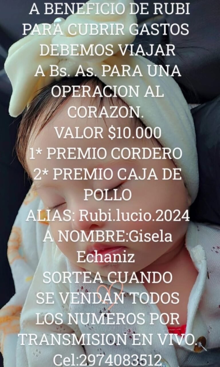 Solidaridad por Rubí: organizan una rifa para ayudar a cubrir los gastos de su operación en Buenos Aires