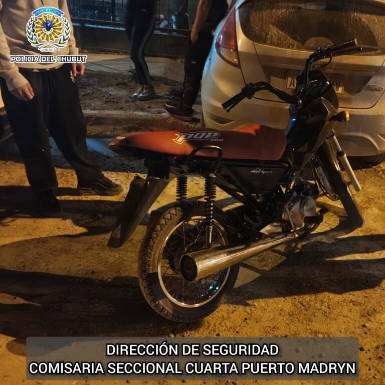 Un menor robó una moto y fue detenido tras ser perseguido por el propietario