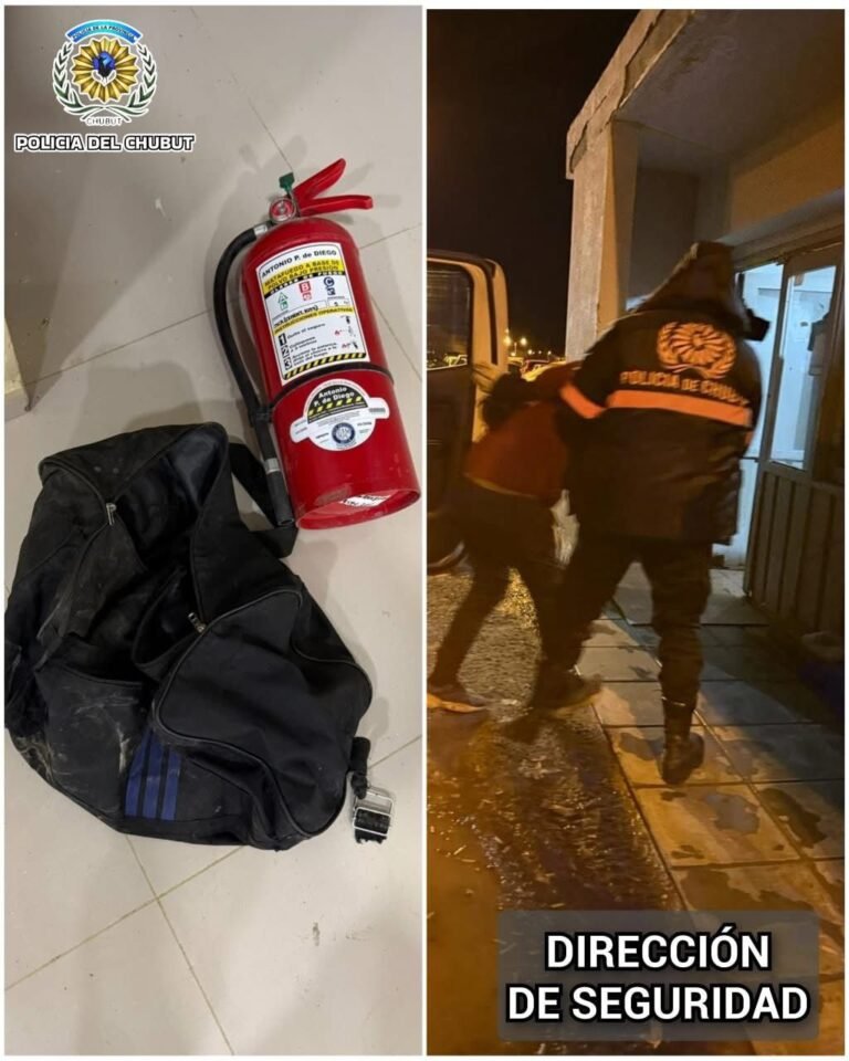 Rompió la puerta de la oficina del cementerio y quiso robar un matafuegos