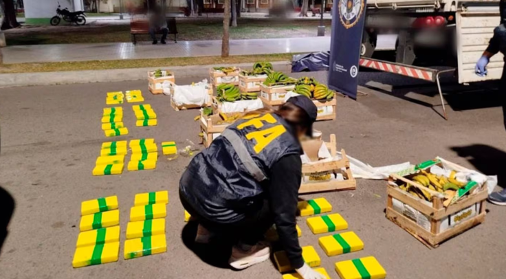Encontraron 85 kilos de cocaína escondidos en un camión que transportaba bananas