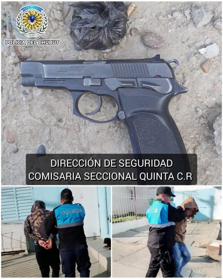 Dos detenidos en el barrio Moure: arrojaron un arma y municiones al ver a la policía