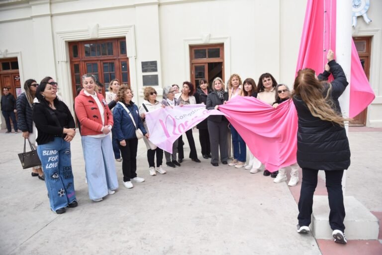 Izaron la bandera rosa en el marco del Mes de Lucha contra el Cáncer de Mama