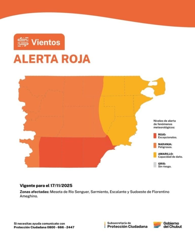 Cambió el alerta y se esperan 140 km/h