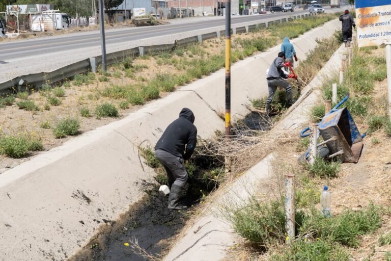 Comenzaron las tareas de limpieza en el pluvial ubicado a la vera de Ruta 3