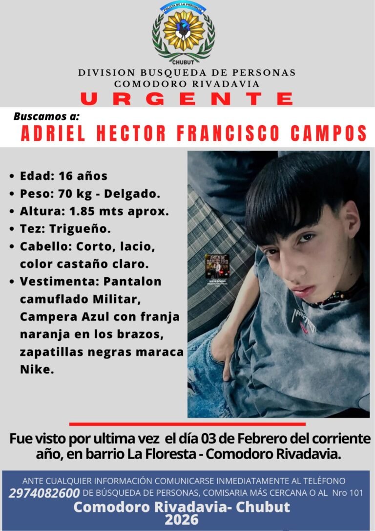 Intensa búsqueda de un adolescente visto por última vez en La Floresta